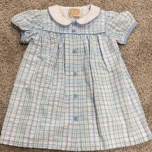 The Beaufort Bonnet Company Blue and White Plaid Peter Pan Collar Dress